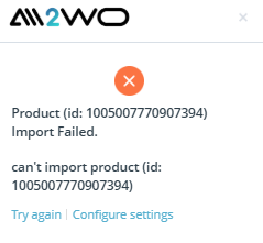 Chrome dropshipping import failed