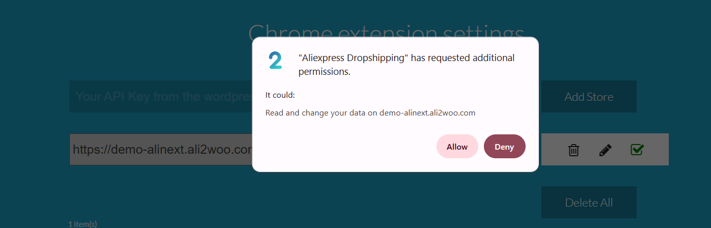 allow chrome extension to work with store